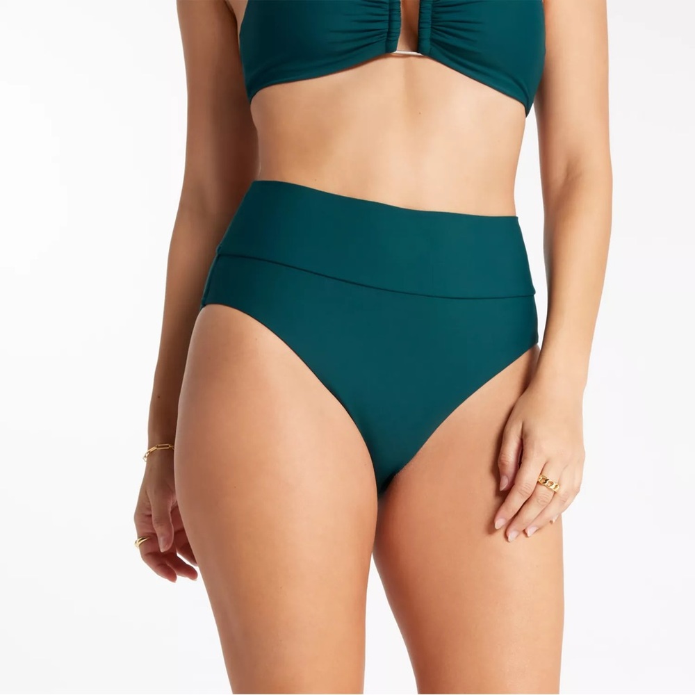 CALIA Wide Banded High Rise High Leg Swim Bottoms Sea Green Sz XXL NWT - Picture 2 of 11